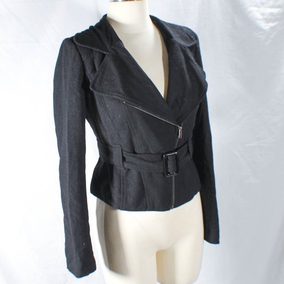 Black Moto Jacket Joan Jett Style Size Medium Edgy Punk Goth - Picture 6 of 10